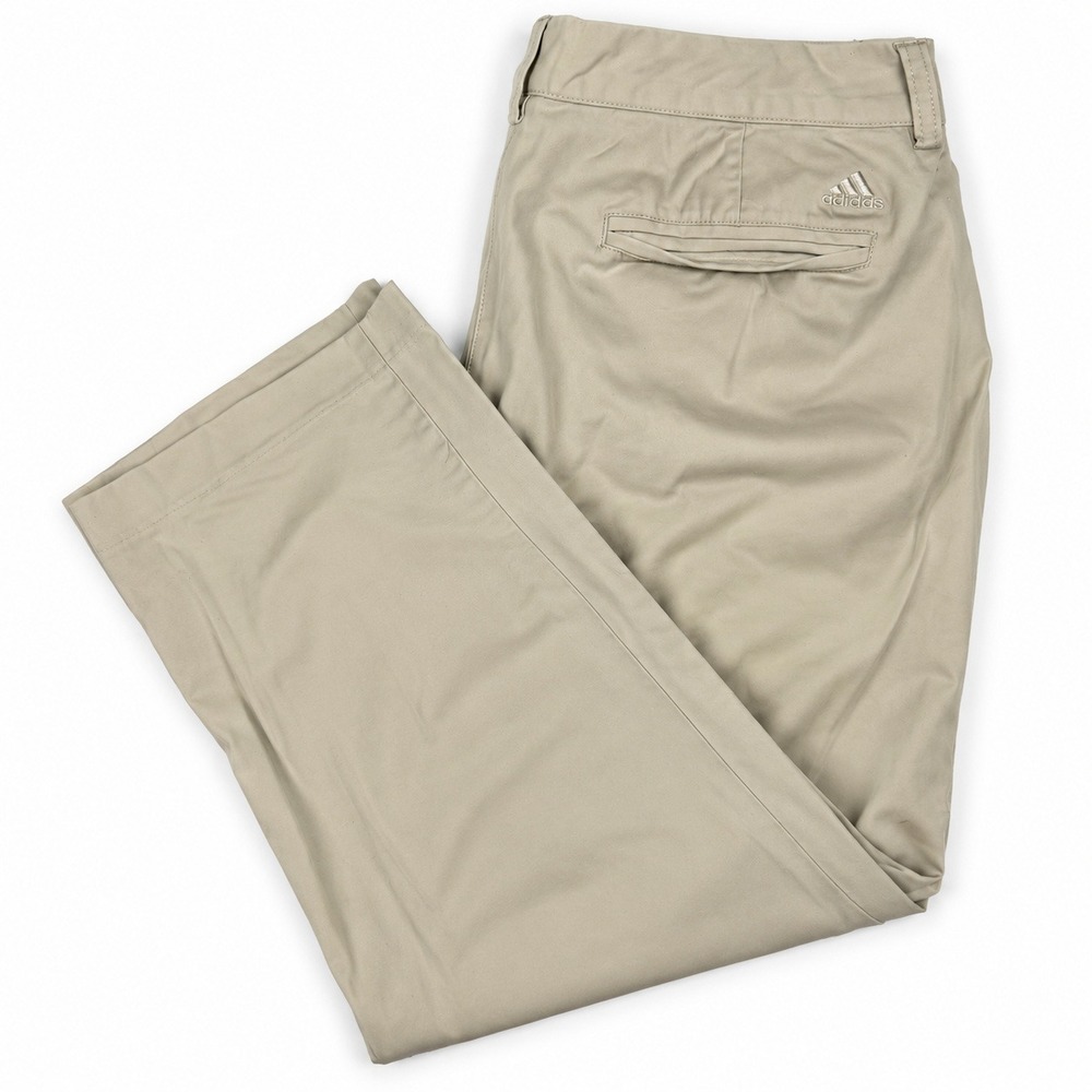 Adidas Stretch Pants Women Size 10 Khaki Beige Zipper Pockets Cotton Chino
